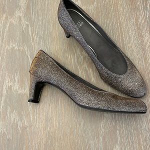 Stuart Weitzman gold/silver sparkling heels, size 9.5